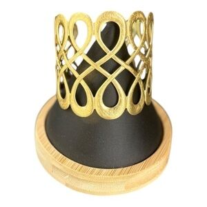 Wide Brushed Gold Open Scroll Cuff Bracelet